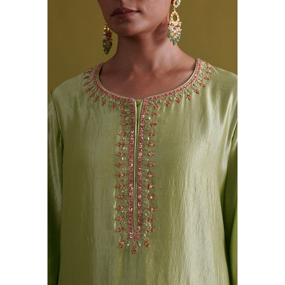 Aarti Sethia Studio Pista Green Kurta and Pant with Dupatta (Set of 3)