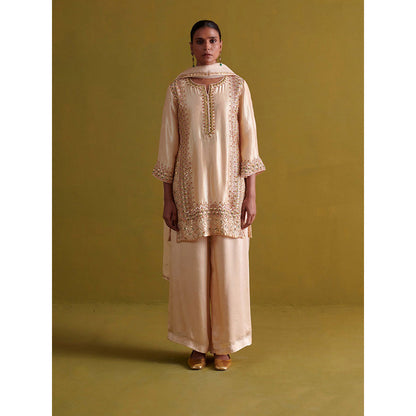Aarti Sethia Studio Beige Palazzo with Kurta and Dupatta (Set of 3)