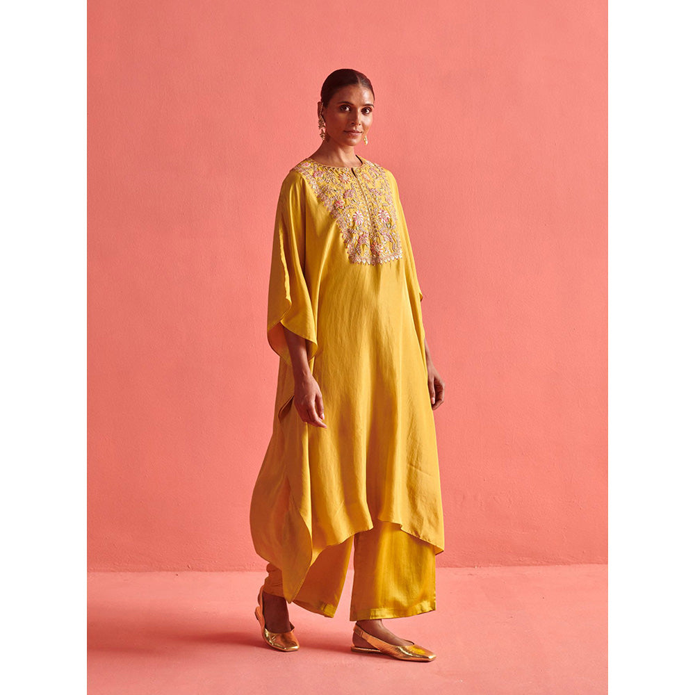 Aarti Sethia Studio Mustard Yellow Kaftan and Palazzo (Set of 2)