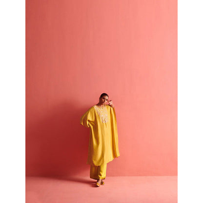 Aarti Sethia Studio Mustard Yellow Kaftan and Palazzo (Set of 2)