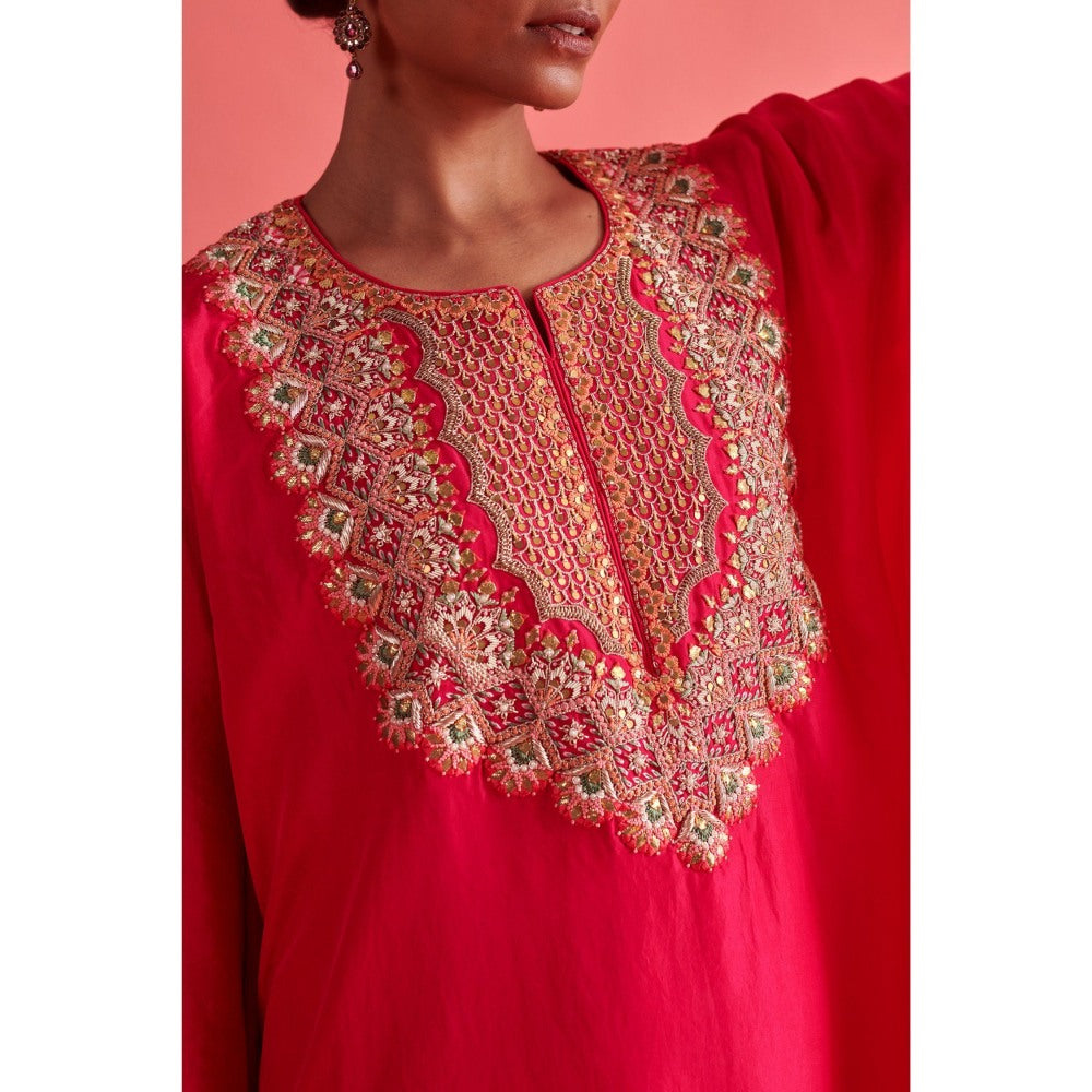 Aarti Sethia Studio Rani Pink Kaftan with Palazzo (Set of 2)