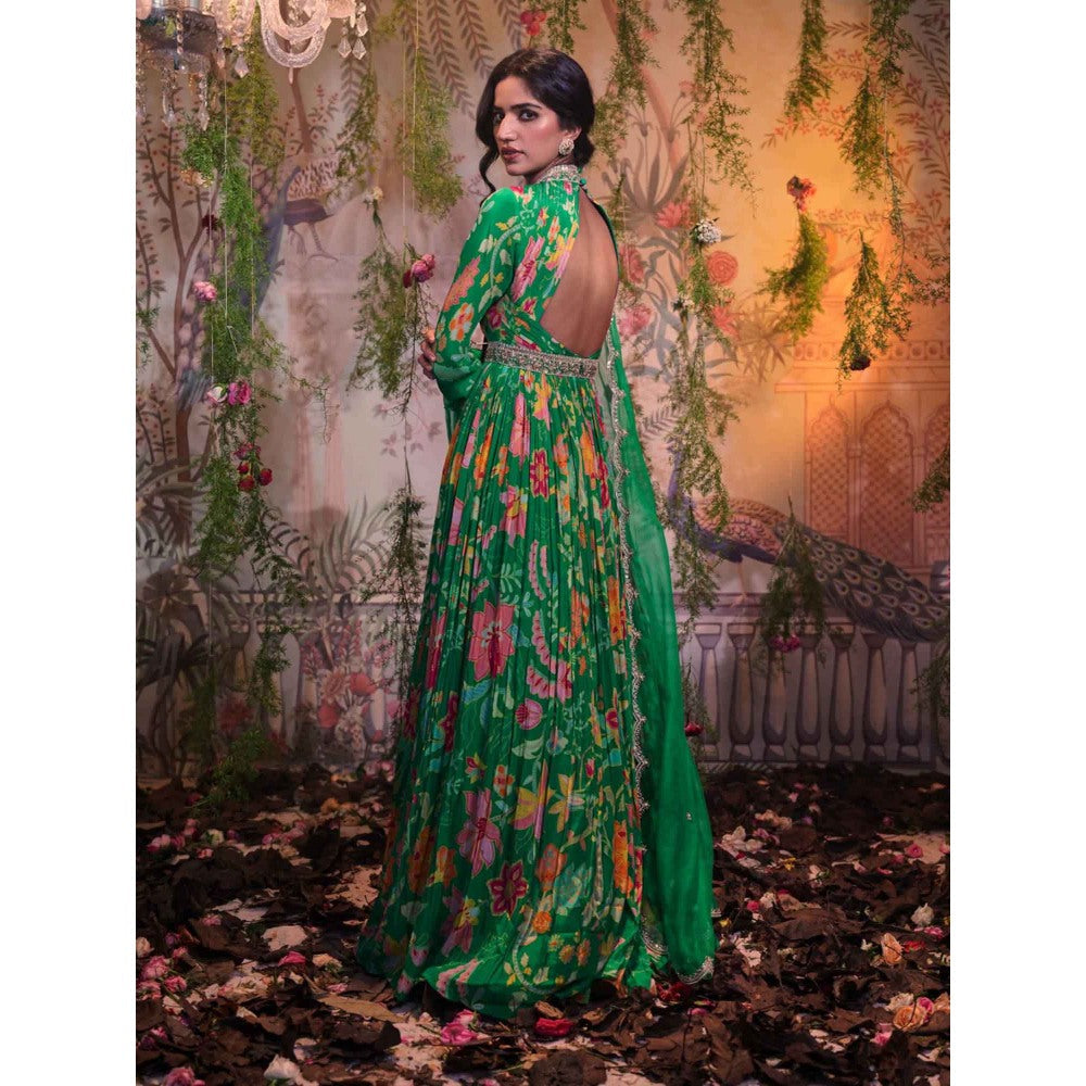 Aayushi Maniar Tulsi Anarkali Kurta with Dupatta Green (Set of 2)