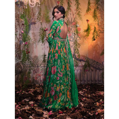 Aayushi Maniar Tulsi Anarkali Kurta with Dupatta Green (Set of 2)