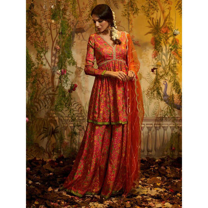 Aayushi Maniar Saavni Gharara with Blouse and Dupatta Pink (Set of 3)