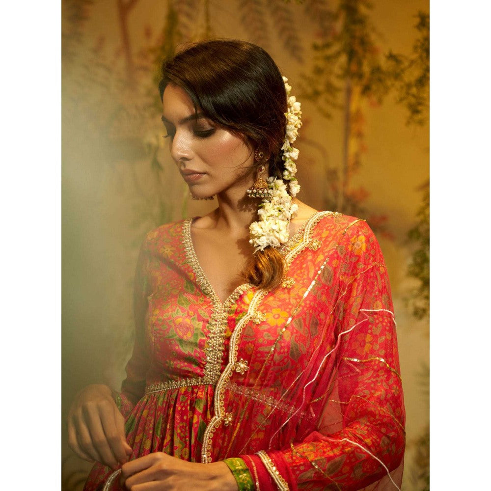 Aayushi Maniar Saavni Gharara with Blouse and Dupatta Pink (Set of 3)