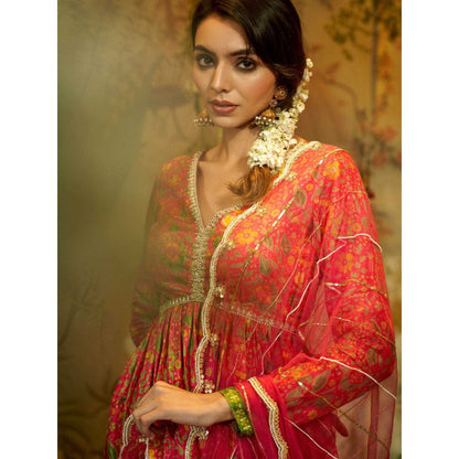 Aayushi Maniar Saavni Gharara with Blouse and Dupatta Pink (Set of 3)