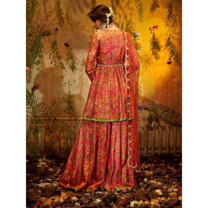 Aayushi Maniar Saavni Gharara with Blouse and Dupatta Pink (Set of 3)