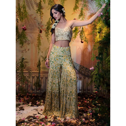 Aayushi Maniar Mogra Gharara with Blouse and Dupatta Multi-Color (Set of 3)