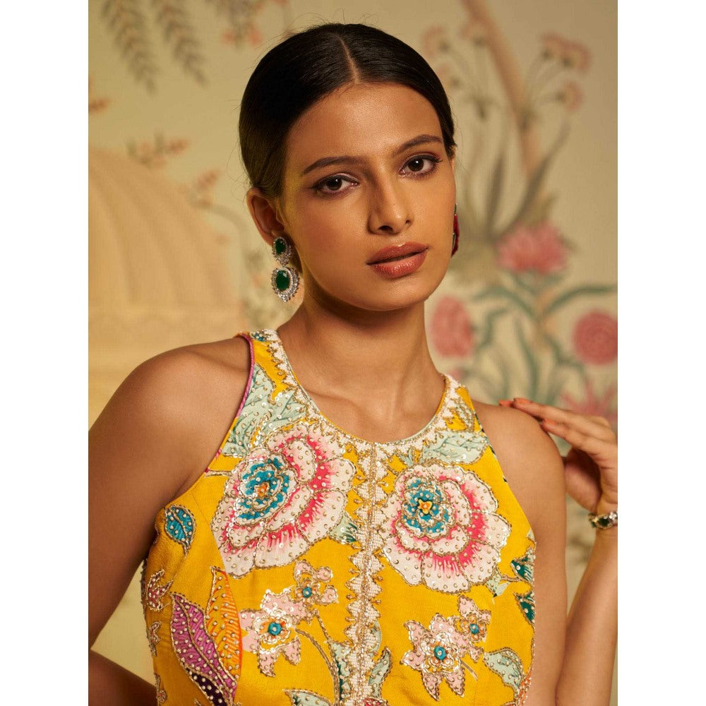 Aayushi Maniar Amber Floral Jumpsuit Yellow