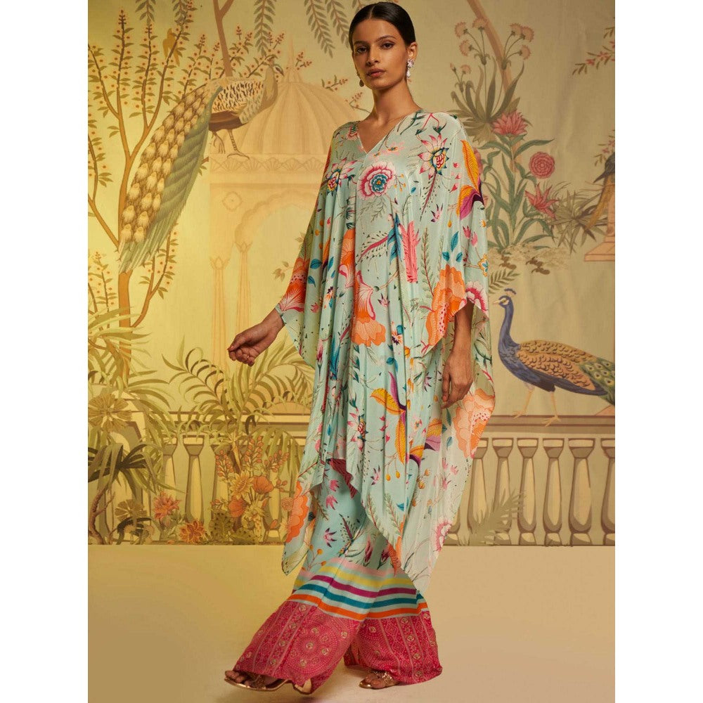 Aayushi Maniar Aqua Floral Printed Co-ord Blue (Set of 2)