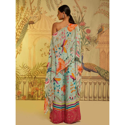 Aayushi Maniar Aqua Floral Printed Co-ord Blue (Set of 2)