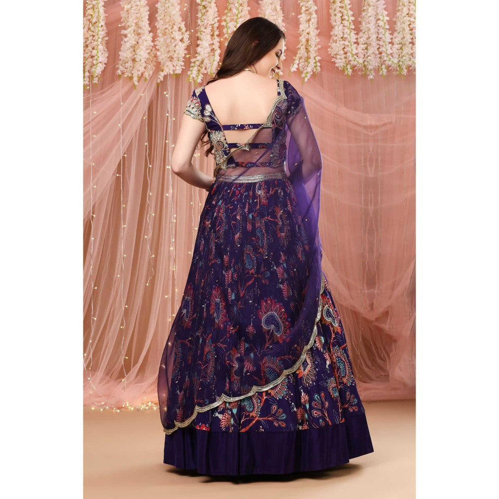 Aayushi Maniar Lehenga Blouse with Dupatta Blue (Set of 3)