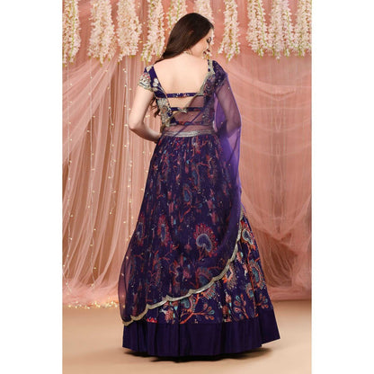 Aayushi Maniar Lehenga Blouse with Dupatta Blue (Set of 3)