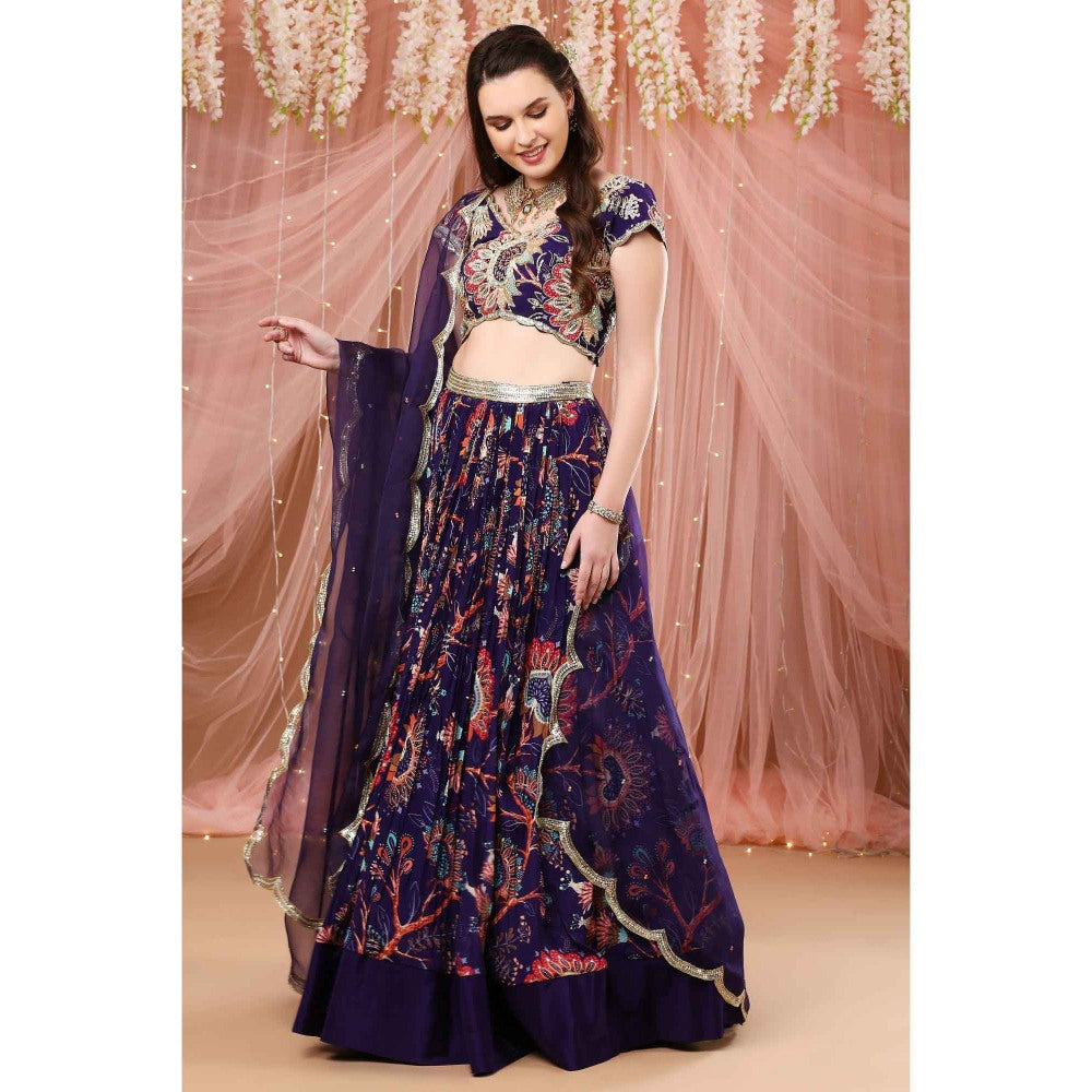 Aayushi Maniar Lehenga Blouse with Dupatta Blue (Set of 3)