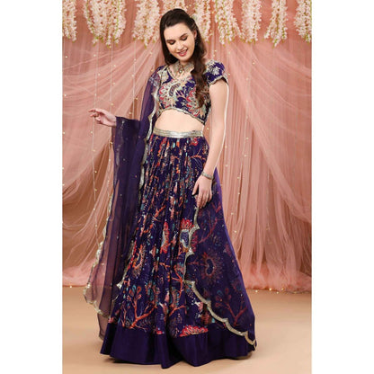Aayushi Maniar Lehenga Blouse with Dupatta Blue (Set of 3)