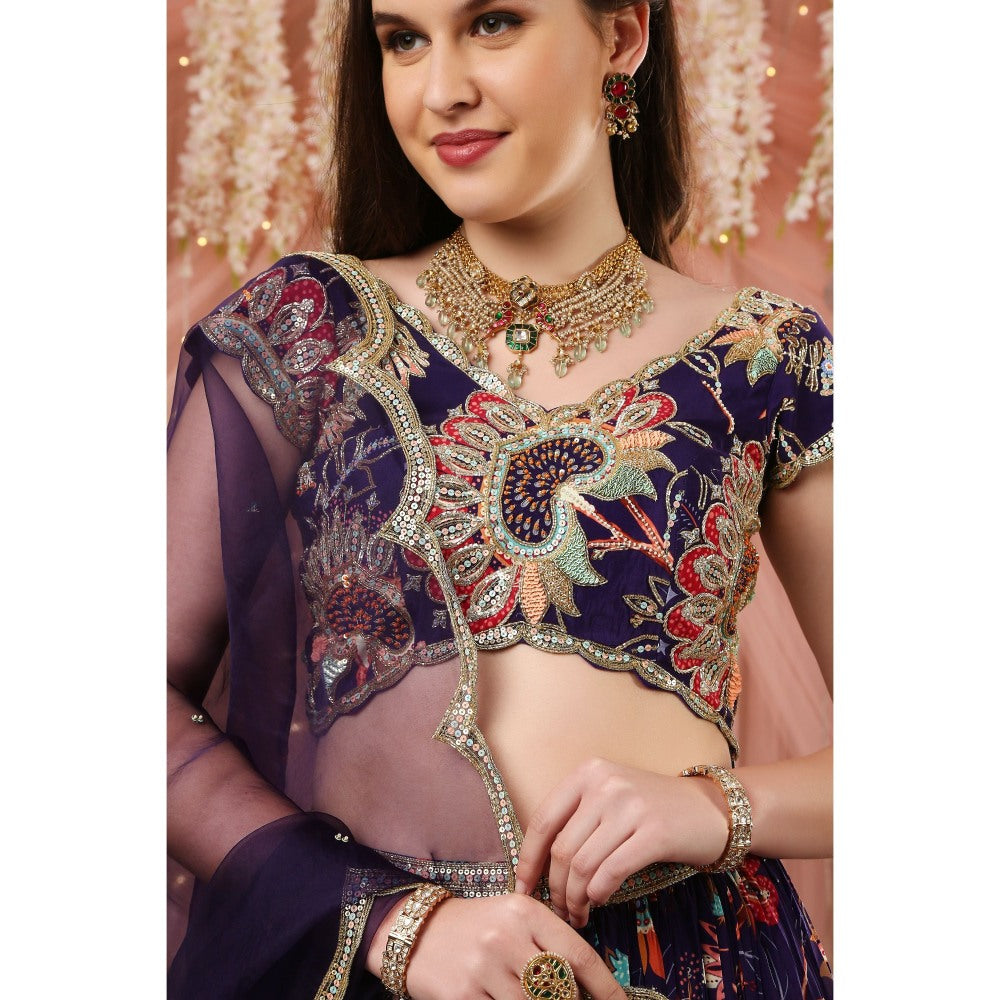 Aayushi Maniar Lehenga Blouse with Dupatta Blue (Set of 3)
