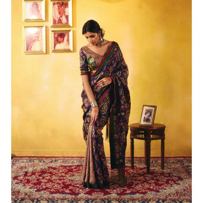 Aayushi Maniar Blue Indumat Saree with Stitched Blouse