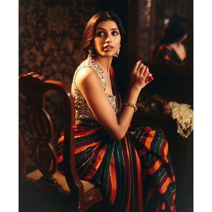 Aayushi Maniar Multi-Colour Apsara Saree with Stitched Blouse