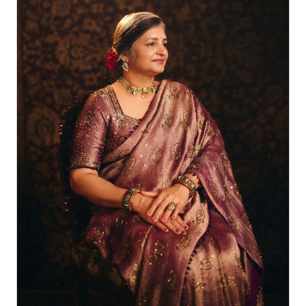 Aayushi Maniar Mauve Padmini Saree with Stitched Blouse