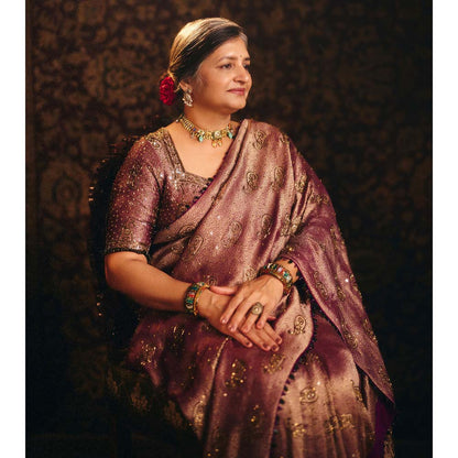Aayushi Maniar Mauve Padmini Saree with Stitched Blouse