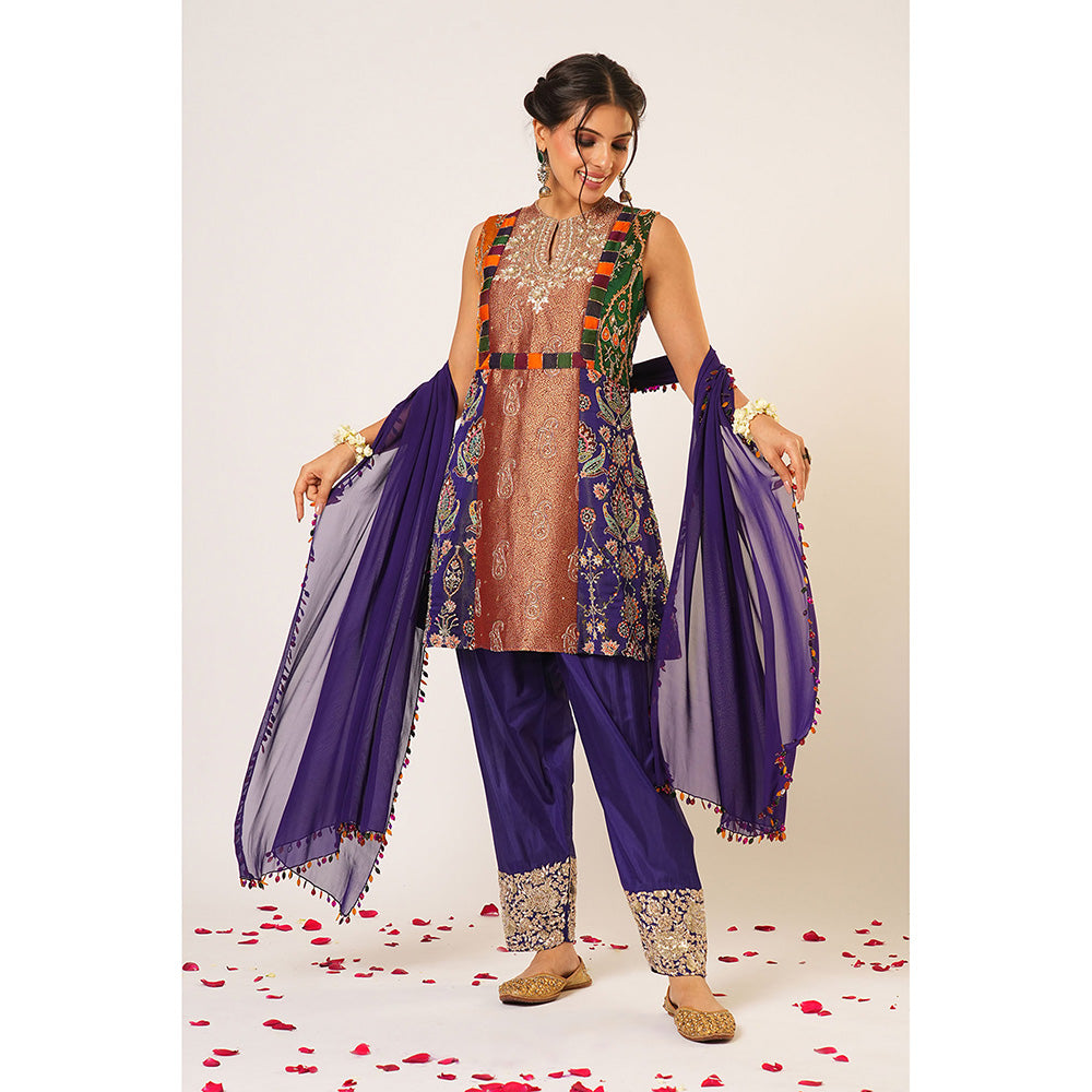 Aayushi Maniar Blue Mayuri Kurti with Salwar and Dupatta (Set of 3)