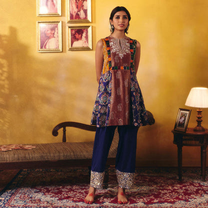 Aayushi Maniar Blue Mayuri Kurti with Salwar and Dupatta (Set of 3)