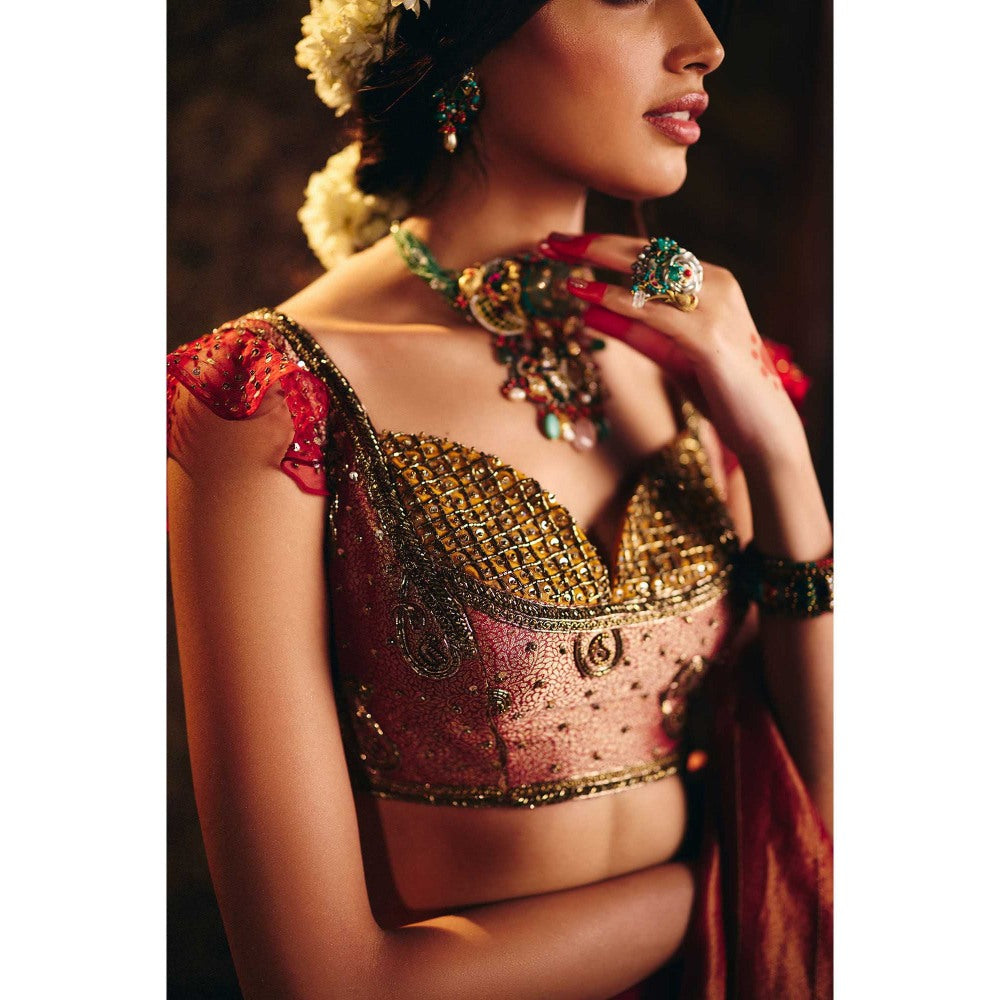 Aayushi Maniar Multi-Colour Panchali Lehenga with Blouse and Dupatta (Set of 3)