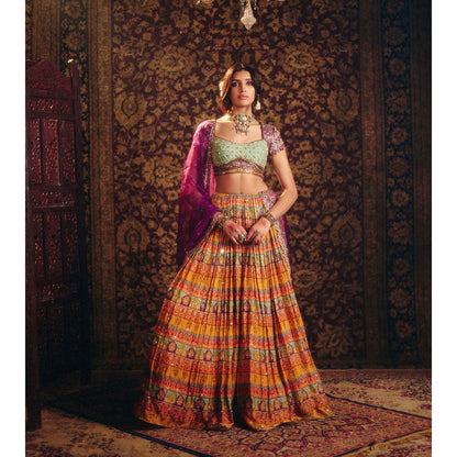Aayushi Maniar Yellow Shakuntala Lehenga with Blouse and Dupatta (Set of 3)