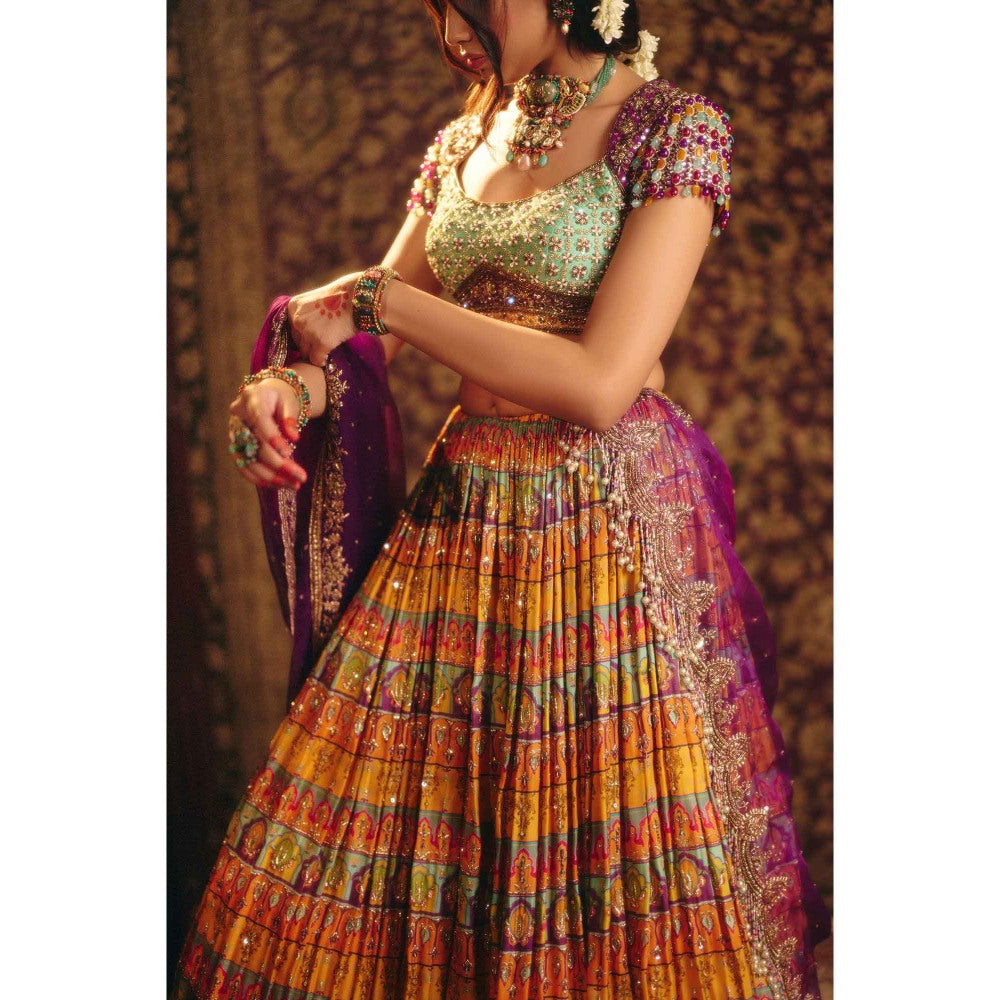 Aayushi Maniar Yellow Shakuntala Lehenga with Blouse and Dupatta (Set of 3)