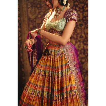 Aayushi Maniar Yellow Shakuntala Lehenga with Blouse and Dupatta (Set of 3)