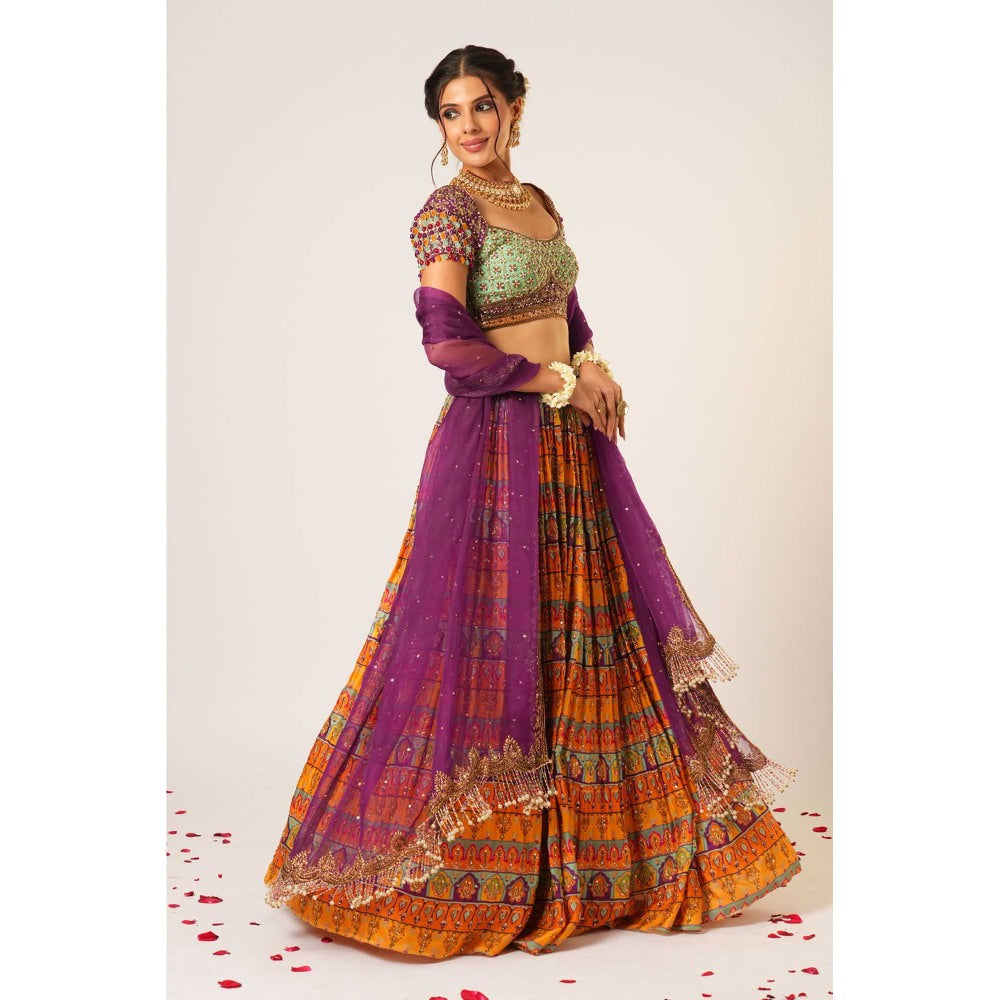 Aayushi Maniar Yellow Shakuntala Lehenga with Blouse and Dupatta (Set of 3)