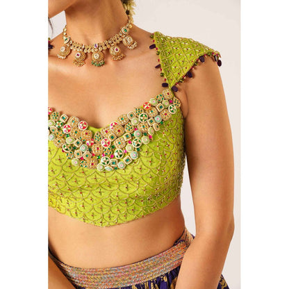 Aayushi Maniar Green Maitreyi Lehenga with Blouse and Dupatta (Set of 3)