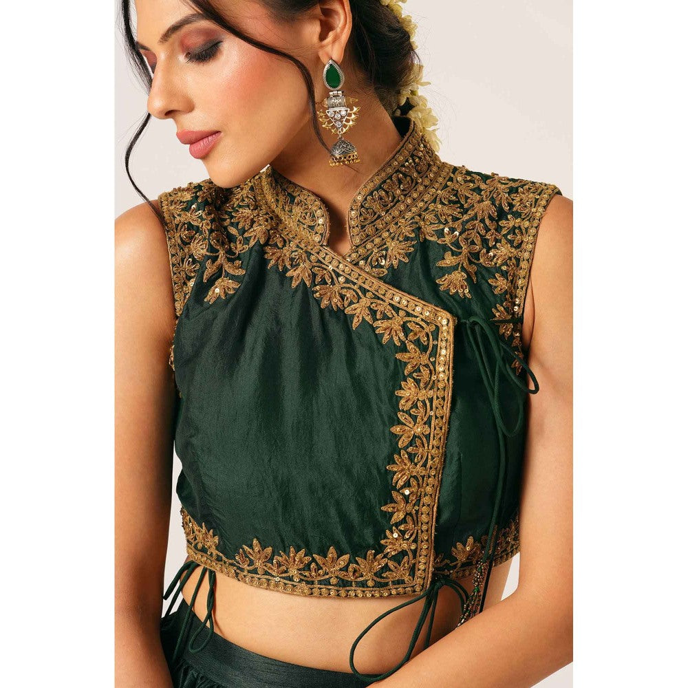 Aayushi Maniar Green Ragini Lehenga with Blouse (Set of 2)