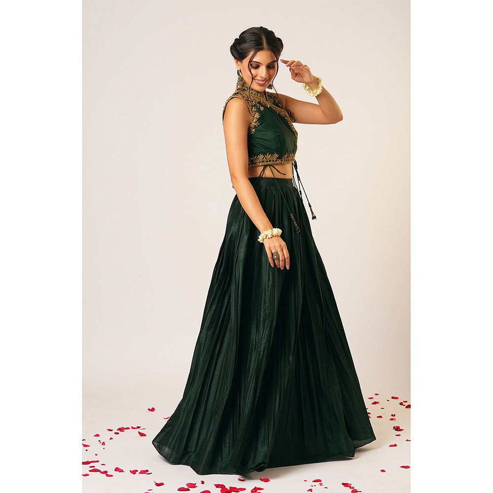 Aayushi Maniar Green Ragini Lehenga with Blouse (Set of 2)