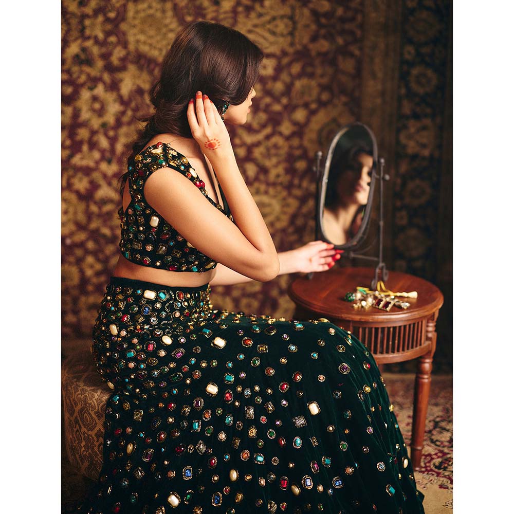 Aayushi Maniar Green Maya Lehenga with Blouse (Set of 2)
