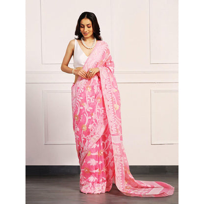 Aditri Handloom Jamdani On Resham Silk Saree with Running Blouse