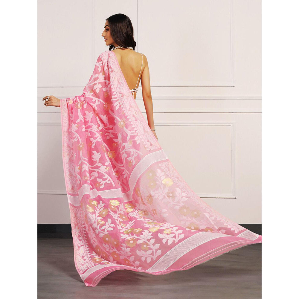 Aditri Handloom Jamdani On Resham Silk Saree with Running Blouse