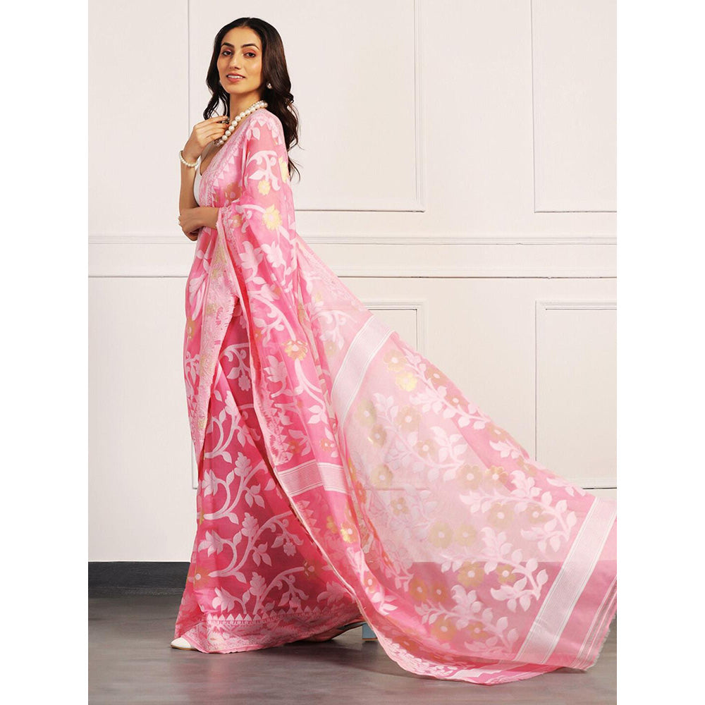 Aditri Handloom Jamdani On Resham Silk Saree with Running Blouse