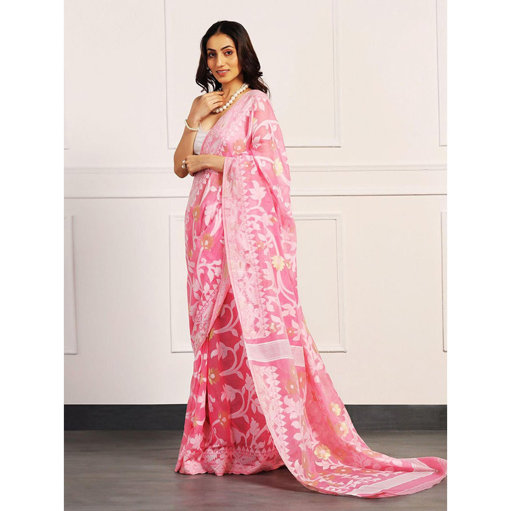 Aditri Handloom Jamdani On Resham Silk Saree with Running Blouse