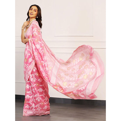 Aditri Handloom Jamdani On Resham Silk Saree with Running Blouse