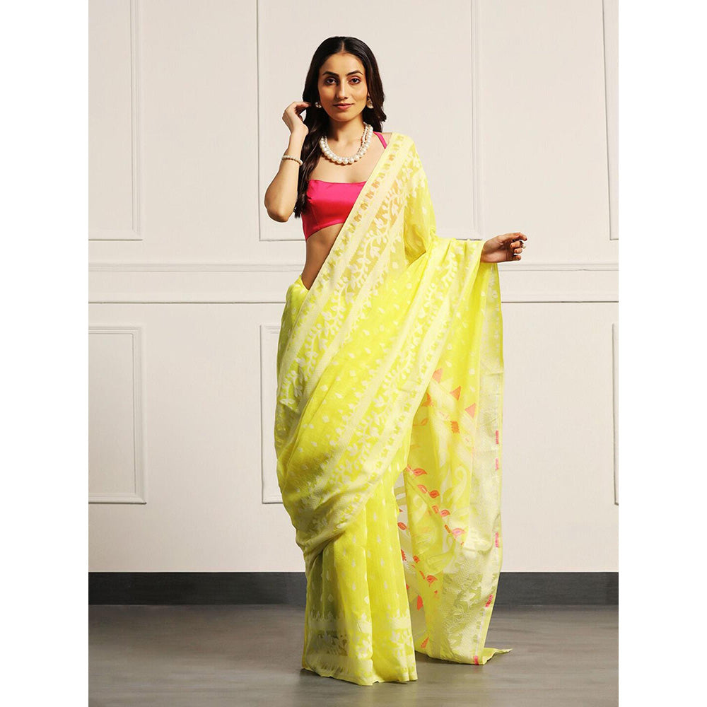 Aditri Handloom Jamdani On Resham Silk Saree with Running Blouse