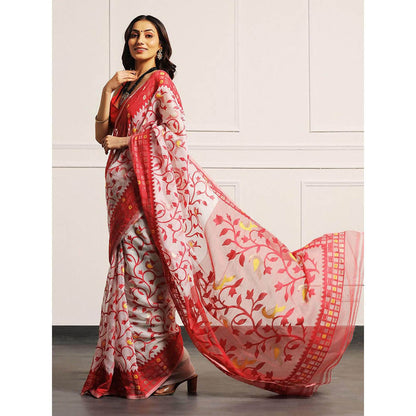 Aditri Handloom Jamdani On Resham Silk Saree with Running Blouse