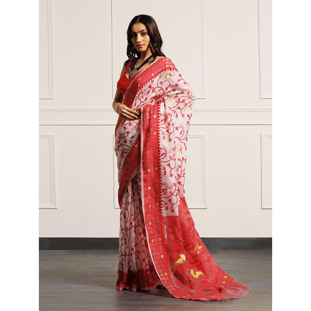 Aditri Handloom Jamdani On Resham Silk Saree with Running Blouse