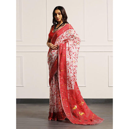 Aditri Handloom Jamdani On Resham Silk Saree with Running Blouse