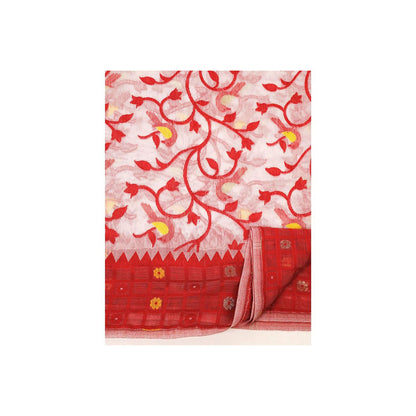 Aditri Handloom Jamdani On Resham Silk Saree with Running Blouse