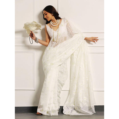 Aditri Handloom Jamdani On Resham Silk Saree with Running Blouse