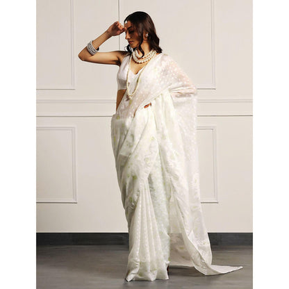 Aditri Handloom Jamdani On Resham Silk Saree with Running Blouse