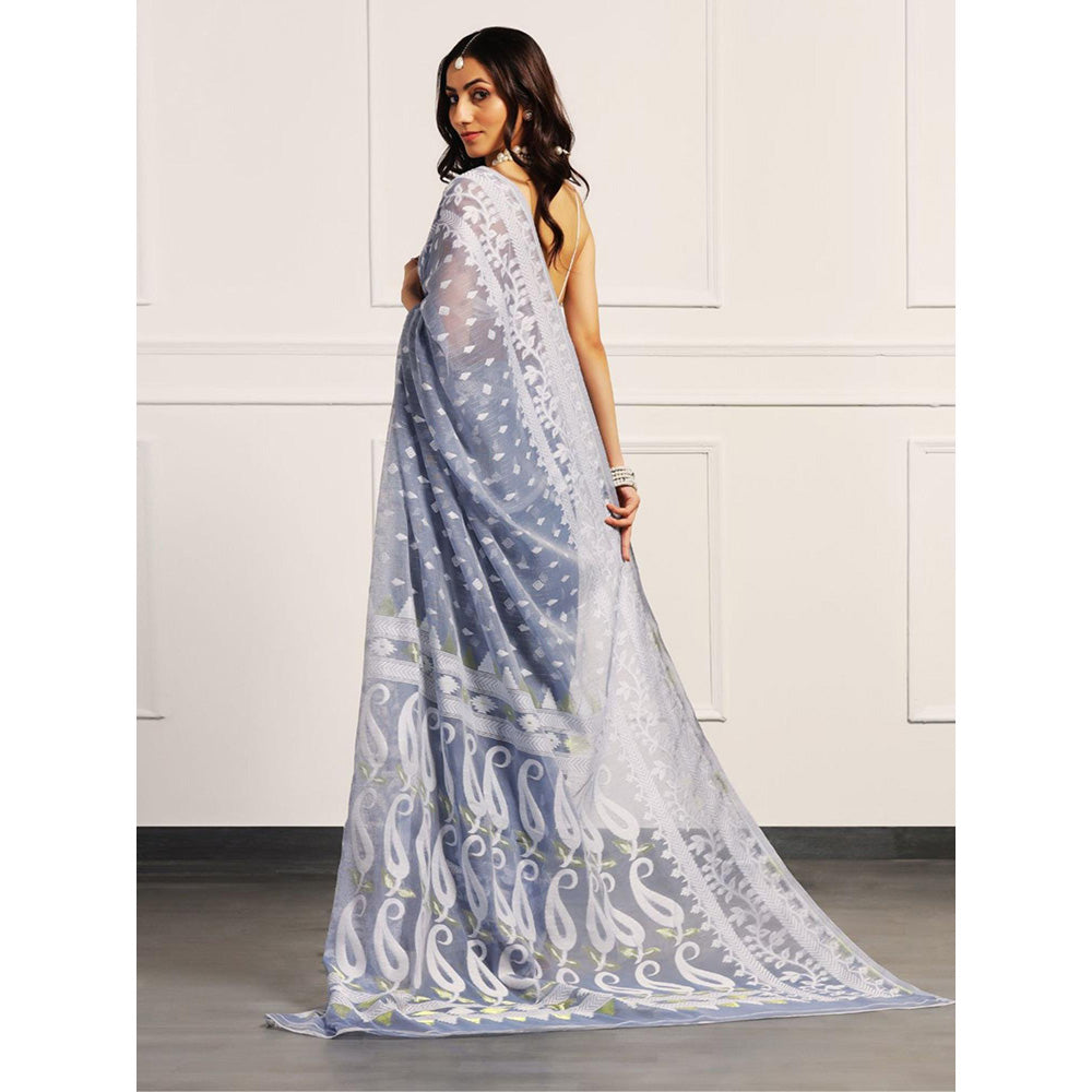 Aditri Handloom Jamdani On Resham Silk Saree with Running Blouse