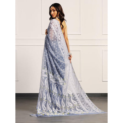 Aditri Handloom Jamdani On Resham Silk Saree with Running Blouse