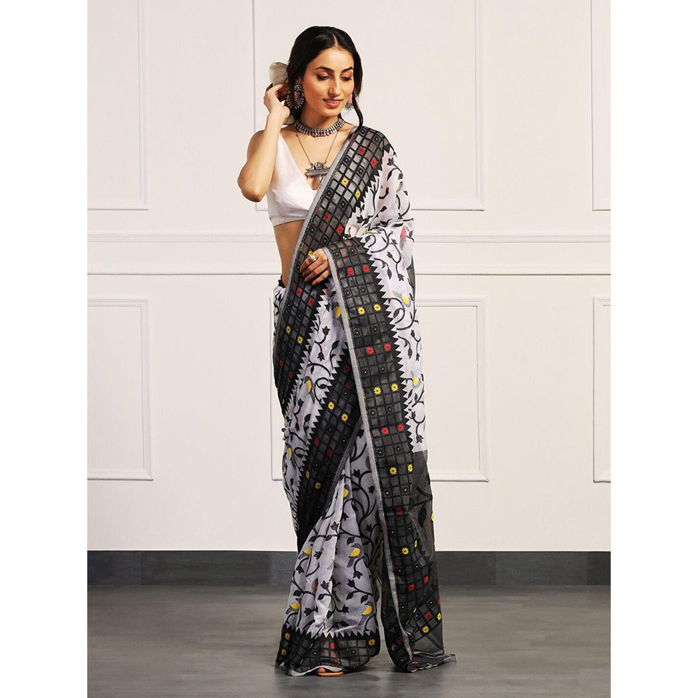 Aditri Handloom Jamdani On Resham Silk Saree with Running Blouse